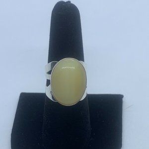 DTR Sterling Silver Ring With Large Oval Yellow Stone Size 8